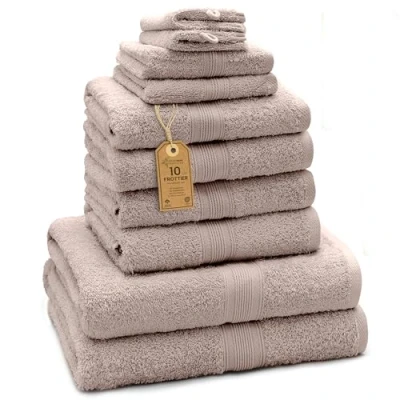Afbeelding van NatureMark badstof servetten, 100% katoen, zandkleurig, 10 stuks