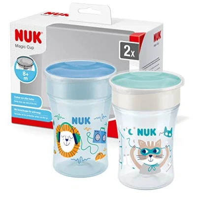 Image de Nuk Tasse d’Apprentissage Magic Cup, Bordure 360 antifuites, 8+ mois, sans BPA, 230 ml, hérisson (bleu), 2 unités 10255632