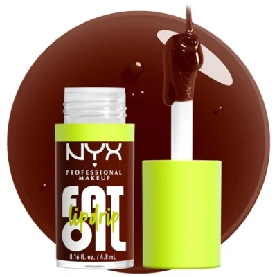 Image de NYX Professional Makeup Gloss Huile à Lèvres Fat Oil Lip Drip, Haute Brillance, Fini Non Collant, Hydratation 12H, Applicateur Extra Large, Huiles de Squalane, Mûre &amp; Framboise, Status Update (08)