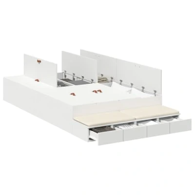 Afbeelding van vidaXL Opbergbedframe Wit Bewerkt hout 120 x 190 cm