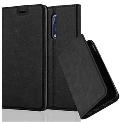 Afbeelding van Cadorabo Hoesje geschikt voor Nokia 8 2017 in ZWARTE NACHT Beschermhoes met magnetische sluiting, standfunctie en kaartvakje Book Case Cover Etui