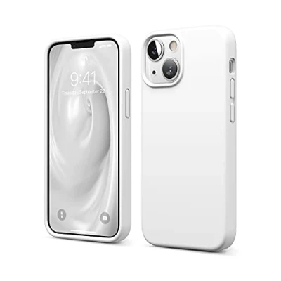 Afbeelding van elago Beschermhoes van vloeibare siliconen compatibel met iPhone 13 Mini (5,4 inch), hoes premium silicone, rondom bescherming, schokbestendige 3 structuur (wit)