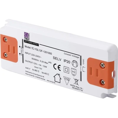 Afbeelding van TRU COMPONENTS TC YSL12F 1201000 LED transformator Constante spanning 12 W 1.0 A V/DC Geschikt voor meubels, Overspanning, Montage op ontvlambare