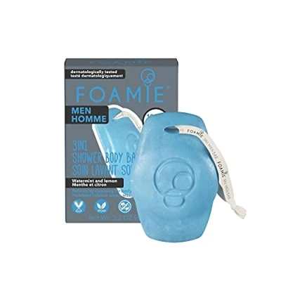 Image de Foamie Soins pour la Peau et le Cheveux 3 en 1 Homme Shampoing Barbe, Savon Solide Nettoyant Visage Homme, 100% Vegan 90G