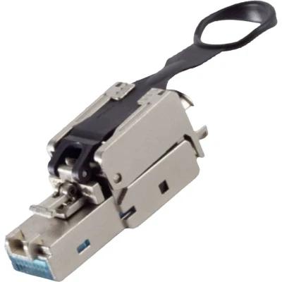 Afbeelding van BKL Electronic RJ45 Stekker, zonder gereedschap, Easy Pull, STP, Cat 6A 10121203 recht Aantal polen 8P8C Zilver 1 stuk(s)