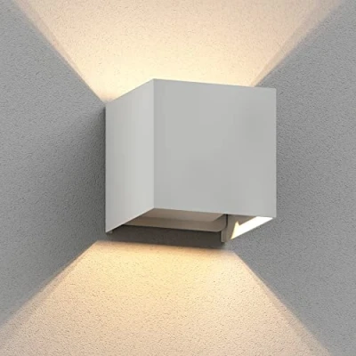 Afbeelding van ledscom.de CUBEL wandlamp voor buiten, IP65, up and downlight, mat wit, hoekig, 1x G9 max. 10 W, buitenlamp, wandlamp, verlichting
