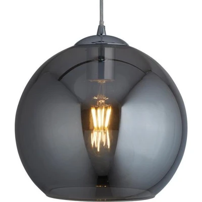 Afbeelding van Balls Glazen hanglamp chroom globe 25cm smoke Modern Searchlight 2 jaar garantie