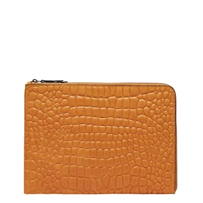 Afbeelding van LIEBESKIND BERLIN Laptoptas met laptopvak Paper Bag Waxy Croco Laptop Case Pumpkin Spice Oranje