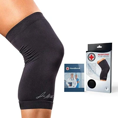 Afbeelding van Met koper doordrenkte sportkniebrace, ontworpen door artsen, kniebandage artrose, voor tendinitis, verwondingen, knieondersteuning, sport, hardlopen (maat 2XL)