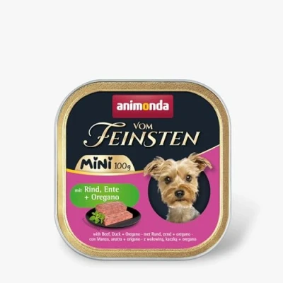 Afbeelding van 32x 100g animonda vom Feinsten Adult Mini Met Rund, Eend + Oregano Hondenvoer Natvoer