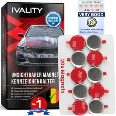 Afbeelding van IVALITY® Hoogwaardige magnetische kentekenplaathouder zonder frame voor 1 kentekenplaat auto wisselkentekenplaathouder Oostenrijk / DE/CH accessoires Car License Plaat