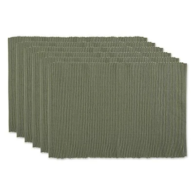 Afbeelding van DII Basic Everyday set van 6 geribbelde placemats, 100% katoen, 33 x 48 cm, artisjok