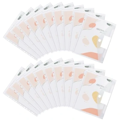 Afbeelding van Sosayet kunststof mappen, A4, 20 stuks, enveloppen, met 11 gaten, transparant, herbruikbaar, voor kantoor, school en thuis (wit)