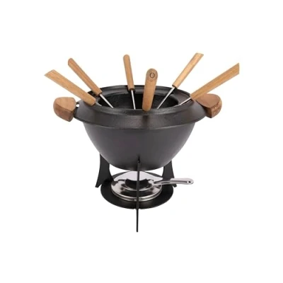 Afbeelding van Cosy &amp; Trendy Fondueset van gietijzer + 6 vorken, zwart, D23 cm