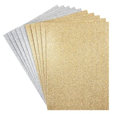 Afbeelding van 10 vellen schuimrubber met glitter, zelfklevend, DIN A4 2 mm, vellen, schuimrubber, knutselschuim, ideaal om te knutselen (goud en zilver)