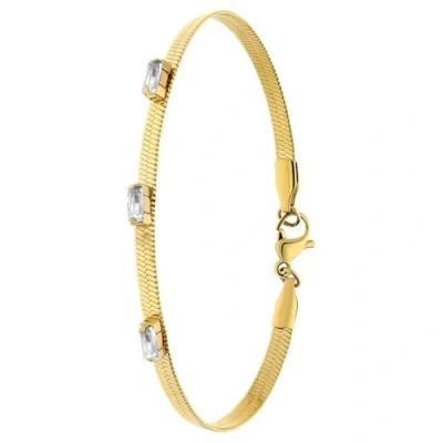 Afbeelding van Lucardi Dames Stalen goldplated Armband met bar groen Staal Goudkleurig 20 cm