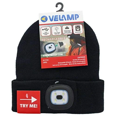 Afbeelding van Velamp muts met hoofdlamp USB oplaadbaar 3 staps dimbaar 100 lumen