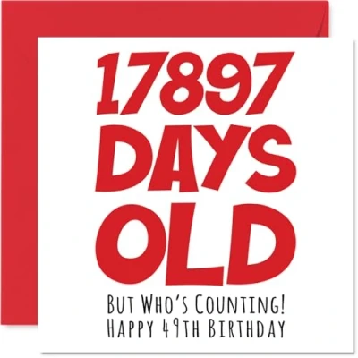 Afbeelding van Stuff4 verjaardagskaart 49 jaar voor mannen en vrouwen 17897 dagen Grappige volwassenen broer, zus, zoon, dochter, moeder, papa, 145 mm x