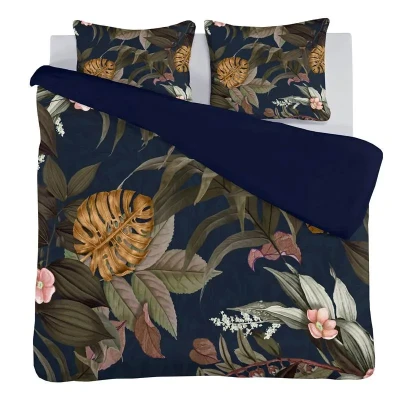 Afbeelding van iSeng Natural Gold Dekbedovertrek Tweepersoons 200x200/220 cm Navy