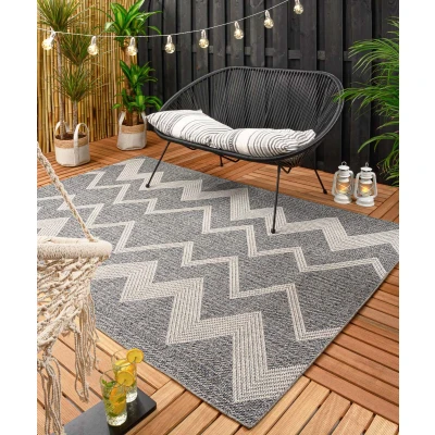 Afbeelding van Buitenkleed Zig Zag Sunny Donkerblauw 140x200 Cm