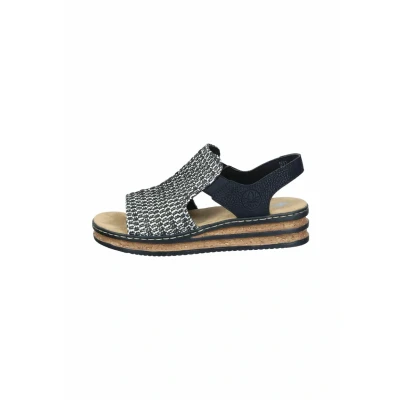 Afbeelding van Rieker Sandalen met sleehak, Dames, Maat: 37, schwarz sand Textiel