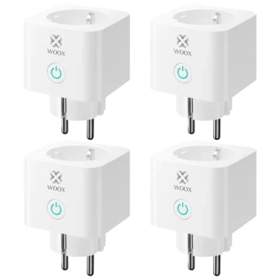 Afbeelding van Woox R6113 4 Pack Slimme Stekker Tijdschakelaar &amp; Energiemeter Alexa Google Assistant Verbruiksmeter Remote Toegang Wit