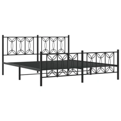 Image de vidaXL Cadre de lit métal sans matelas avec pied noir 183x213cm
