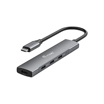 Afbeelding van Equip 128963 USB C (USB 3.2 Gen 2) multiport hub 4 poorten Zwart, Zilver