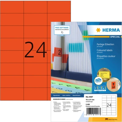 Afbeelding van Etiket HERMA 4407 70x37mm rood 2400stuks