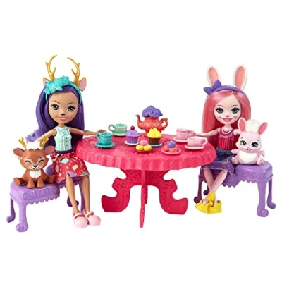 Afbeelding van Enchantimals HFF35 De betoverde snackset, met Danessa Biche en Bree Konijn minipoppen, 2 minifiguren dieren accessoires, kinderspeelgoed,