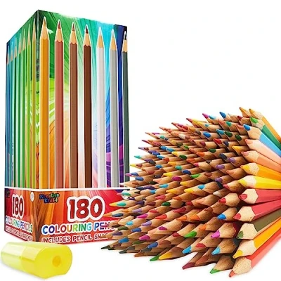 Afbeelding van kleurpotloden voor kinderen, 180 om te kleuren met potloodmaat, cadeau idee jongens, meisjes, verschillende