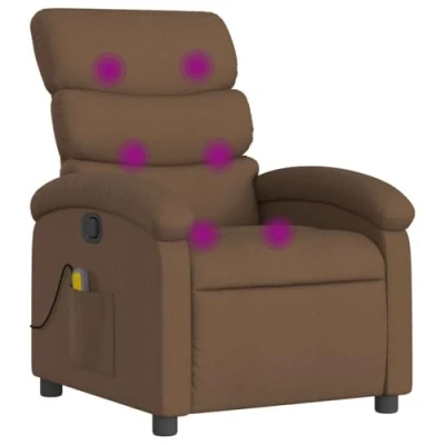 Image de vidaXL Fauteuil de massage inclinable Marron Tissu372419