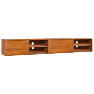 Afbeelding van Tv meubel wandmontage 180x30x30 cm massief teakhout