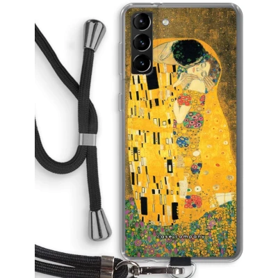 Afbeelding van Case Company® hoesje met Koord geschikt voor Samsung Galaxy S21 Plus Der Kuss Telefoonhoesje Zwart Bescherming aan alle Kanten en Over de Schermrand