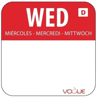 Afbeelding van Oplosbare Voedseletiketten Kleurcode Woensdag Rol 1000 Vogue U779