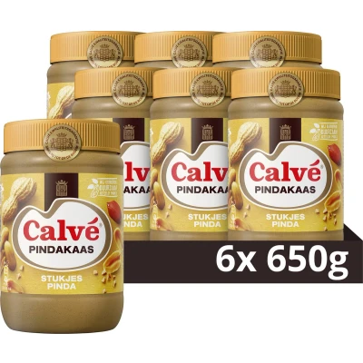 Afbeelding van Calvé Stukjes Pinda Pindakaas 12 x 650 g Voordeelverpakking