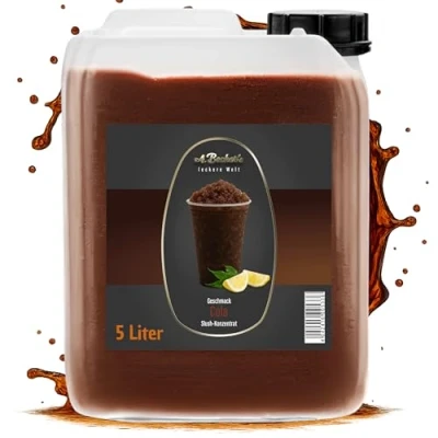 Afbeelding van A. Becker&#039;s slush IJssiroop Zonder azokleurstoffen 5 liter cola Veganistisch 1 concentraat geeft 6 ijs Dranksiroop voor bereiding in slushie machine en mixer