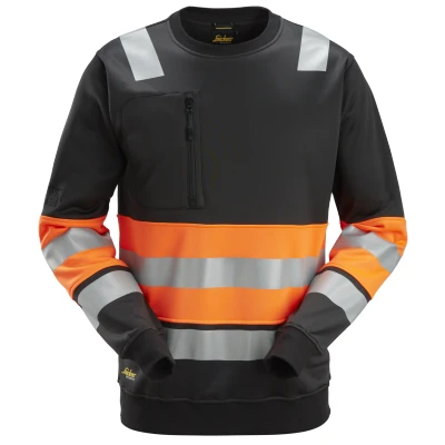 Afbeelding van Snickers 8031 High Vis Klasse 1, Sweatshirt Zwart/High Visibility Oranje