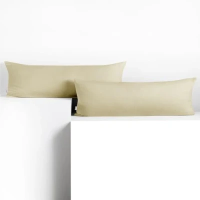 Afbeelding van DecoKing 2 kussenslopen 40x200 cm katoen ritssluiting beige amber