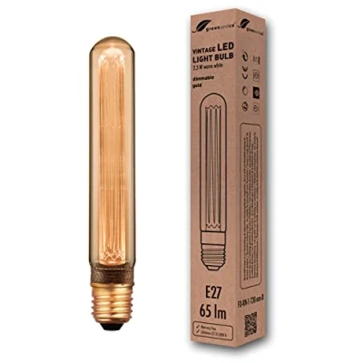 Afbeelding van greenandco® Ledlamp, dimbaar, vintage, retro, industrieel, antiek, Edison, E27, T30, 2,3 W, 65 lm, 1800 K, zeer warm wit, 320 graden, 230 V, geen flikkeren