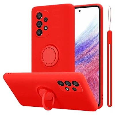 Afbeelding van Cadorabo Hoesje geschikt voor Samsung Galaxy A53 5G in LIQUID ROOD Beschermhoes van flexibel TPU silicone Case Cover met ring
