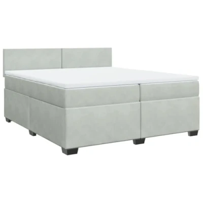 Image de vidaXL Sommier à lattes de lit et matelas Gris clair 200x200cm Velours