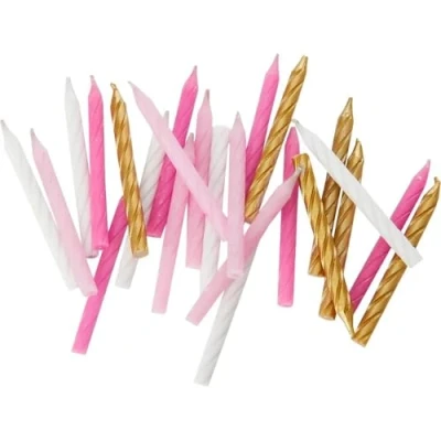 Afbeelding van Unique Party Kaarsen, 19972, roze, wit en goud