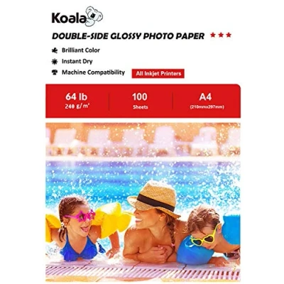Afbeelding van KOALA 100 vellen dubbelzijdig glanzend fotopapier voor inkjetprinters DIN A4 240 g/m²