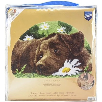 Afbeelding van Vervaco smyrna knooptapijt Bruine Labrador 0153852