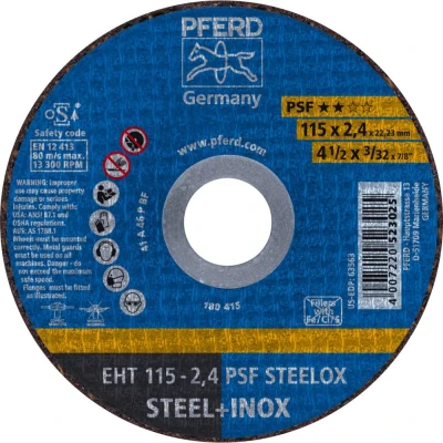 Afbeelding van PFERD PSF STEELOX 61730122 Doorslijpschijf recht 115 mm 25 stuk(s) RVS, Staal