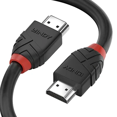 Image de Lindy Black Line Câble HDMI avec Ethernet mâle pour 1 m triple blindage noir rond, support 4K