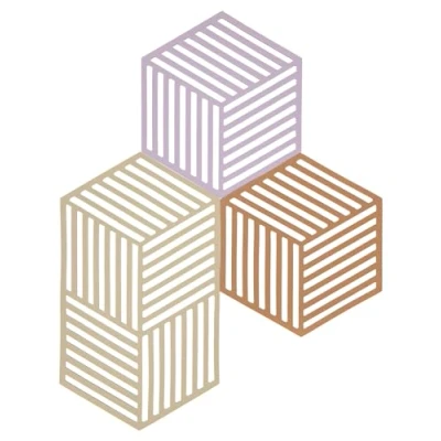 Afbeelding van Zone Denmark Hexagon Onderzetter Set van 3 Lupine/Warm Sand/Light Terracotta
