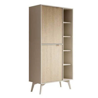 Afbeelding van Meubella Boekenkast Essence Beige Licht eiken 80 cm