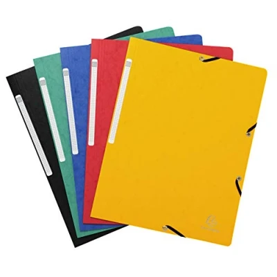 Afbeelding van Exacompta Ref. 5520E Pak van 5 elastische mappen zonder klep Glanzend karton 400 g/m² Afmetingen 24 x 32 cm voor documenten in A4 formaat verschillende kleuren
